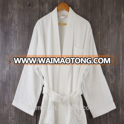 100% cotton white embroidery velour bathrobe