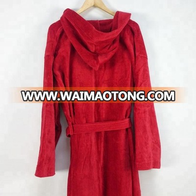 Home textile personalised red bathrobe pattern with hood